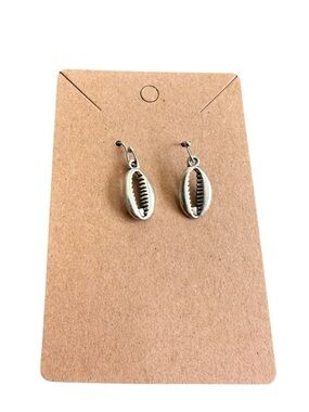 Brushed Silver Shell Design Drop Earrings